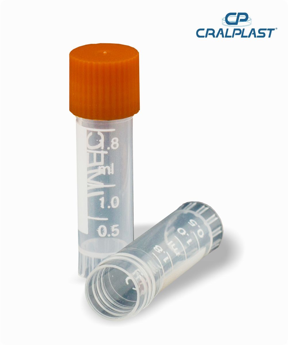 Tubo para congelamento 12mm x 45mm  graduado 1,8mL / total 2L estéril